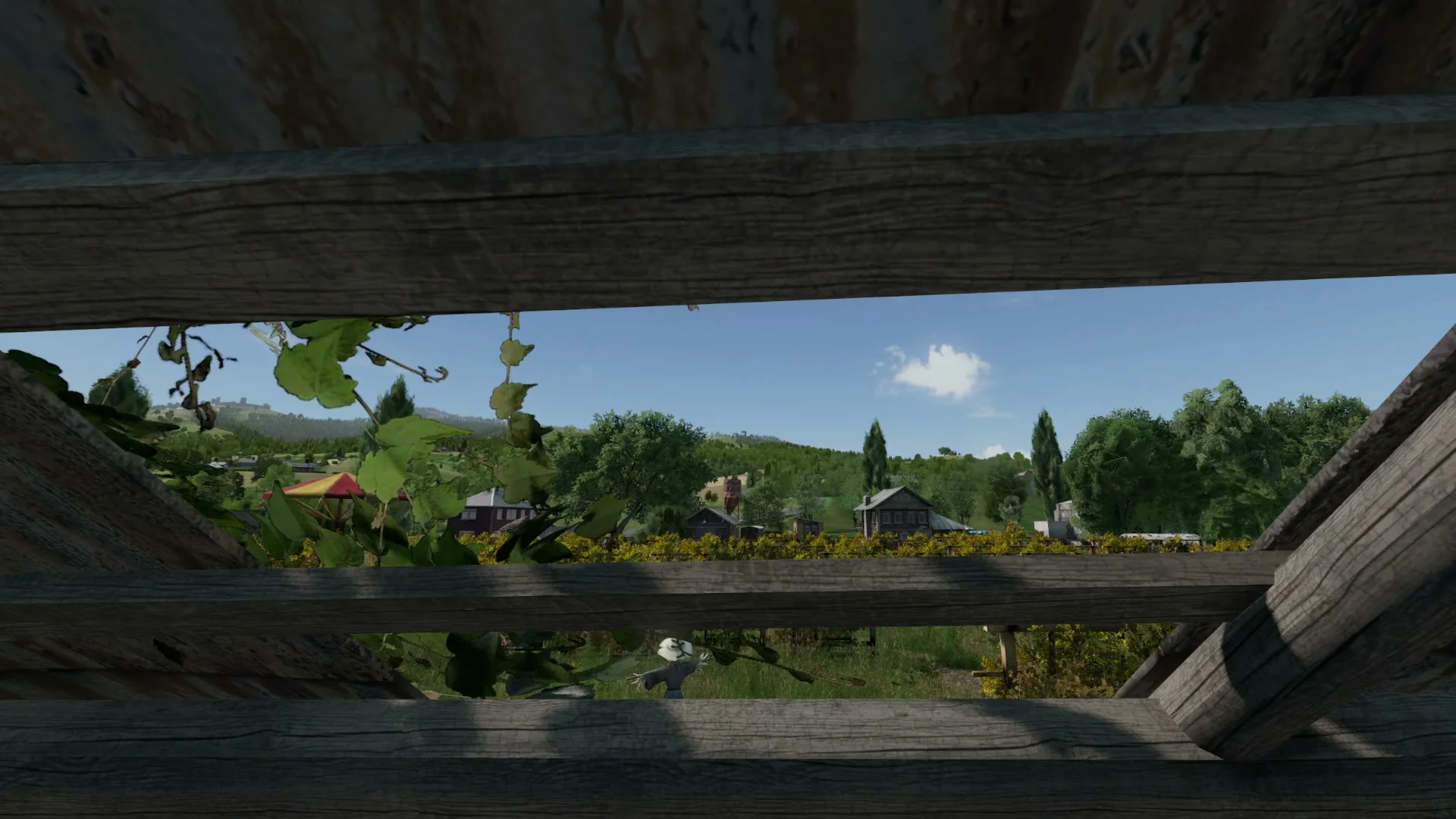 Village outskirts with stone fencing